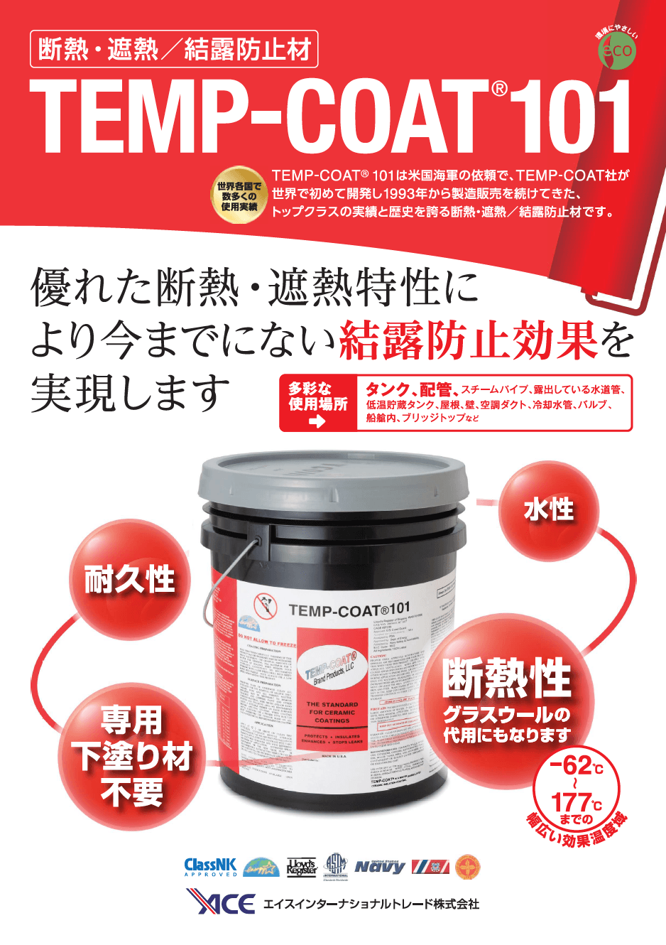 機能性コーティング材（断熱・遮熱/結露防止）TEMP-COAT®101　リーフレット