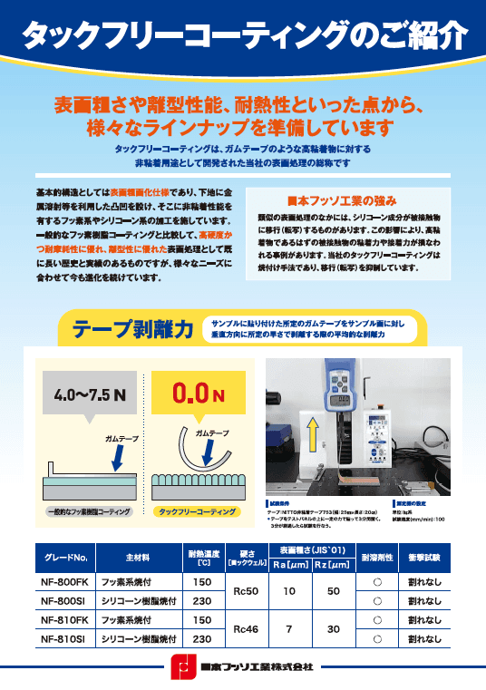 タックフリーコーティング リーフレット資料