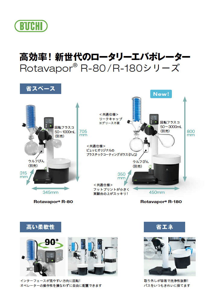 ロータリーエバポレーター R-80 / R-180シリーズ
